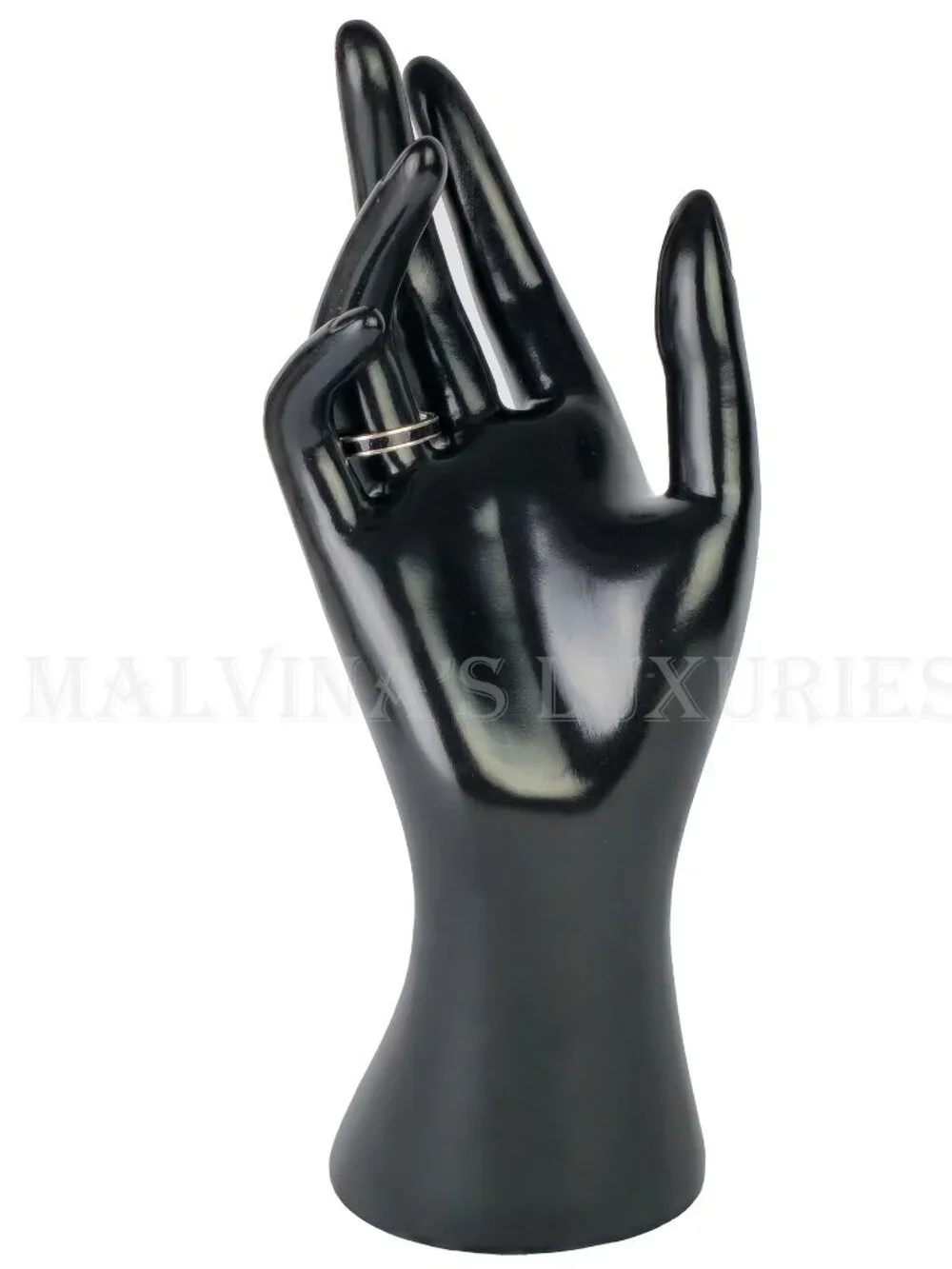 GUCCI RING STERLING SILVER w BLACK ENAMEL INTERLOCKING GG LOGO sz 17 US 8